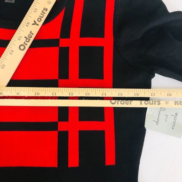 Danny & Nicole Women Knit Dress Medium Red Half Sleeve Midi A-line Sweater New - Picture 10 of 13